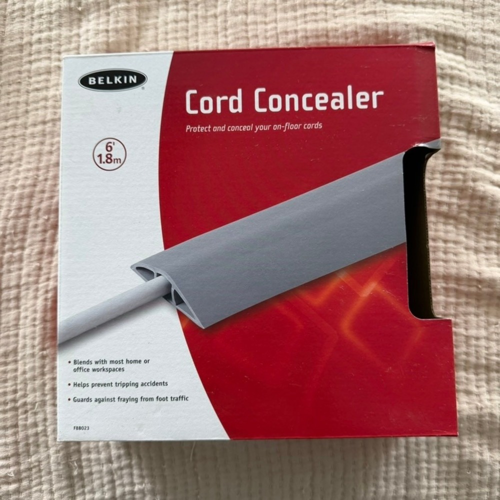 Belkin Cord Concealer Office 6ft Gray F8B023 Floor Cable Management Protector